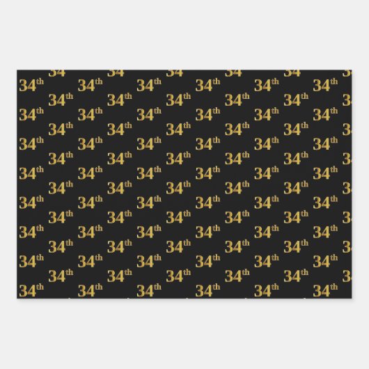 Elegant Zwart, Rood, Blauw, Faux Gold 34e Event # Inpakpapier Vel (Voorkant)