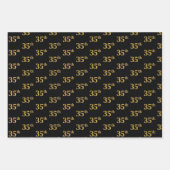 Elegant Zwart, Rood, Blauw, Faux Gold 35e Event # Inpakpapier Vel (Voorkant)