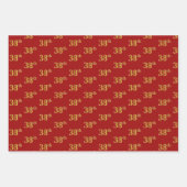 Elegant Zwart, Rood, Blauw, Faux Gold 38ste Event Inpakpapier Vel (Voorkant 2)