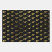 Elegant Zwart, Rood, Blauw, Faux Gold 38ste Event Inpakpapier Vel (Voorkant)