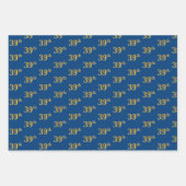 Elegant Zwart, Rood, Blauw, Faux Gold 39e Evenemen Inpakpapier Vel (Voorkant 3)