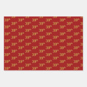 Elegant Zwart, Rood, Blauw, Faux Gold 39e Evenemen Inpakpapier Vel (Voorkant 2)