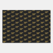 Elegant Zwart, Rood, Blauw, Faux Gold 39e Evenemen Inpakpapier Vel (Voorkant)