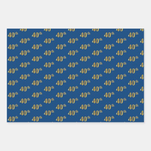 Elegant Zwart, Rood, Blauw, Faux Gold 40e Event # Inpakpapier Vel (Voorkant 3)