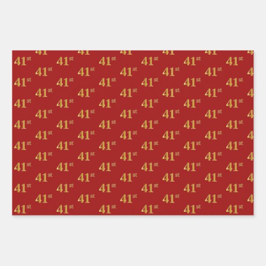 Elegant Zwart, Rood, Blauw, Faux Gold 41e Event # Inpakpapier Vel (Voorkant 2)