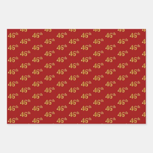 Elegant Zwart, Rood, Blauw, Faux Gold 46e Event # Inpakpapier Vel (Voorkant 2)