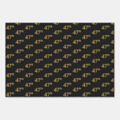 Elegant Zwart, Rood, Blauw, Faux Gold 47e Evenemen Inpakpapier Vel (Voorkant)