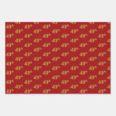 Elegant Zwart, Rood, Blauw, Faux Gold 49e Evenemen Inpakpapier Vel (Voorkant 2)