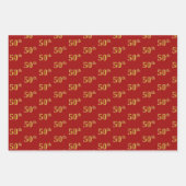 Elegant Zwart, Rood, Blauw, Faux Gold 50ste Event  Inpakpapier Vel (Voorkant 2)