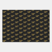 Elegant Zwart, Rood, Blauw, Faux Gold 50ste Event  Inpakpapier Vel (Voorkant)