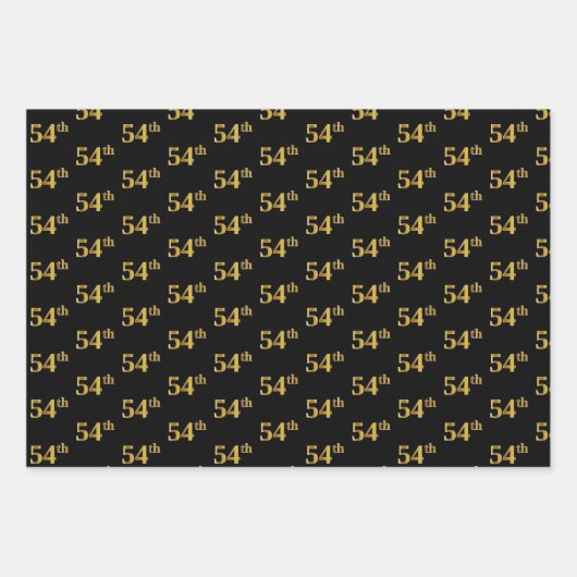 Elegant Zwart, Rood, Blauw, Faux Gold 54e Event # Inpakpapier Vel (Voorkant)