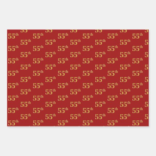 Elegant Zwart, Rood, Blauw, Faux Gold 55e Event # Inpakpapier Vel (Voorkant 2)