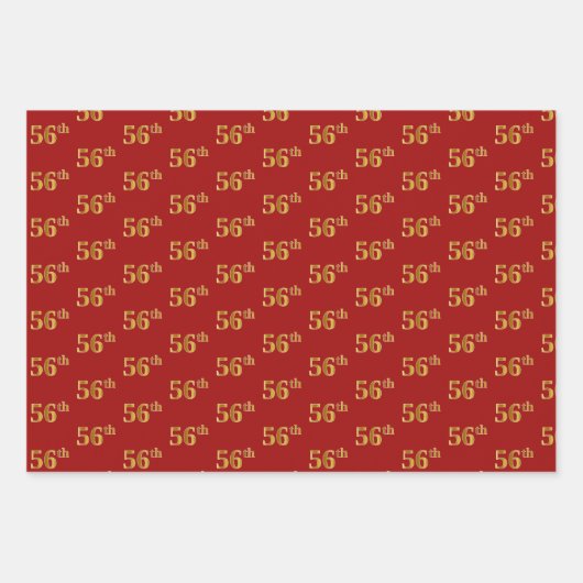 Elegant Zwart, Rood, Blauw, Faux Gold 56e Event # Inpakpapier Vel (Voorkant 2)