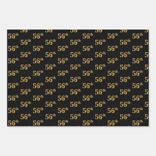 Elegant Zwart, Rood, Blauw, Faux Gold 56e Event # Inpakpapier Vel (Voorkant)