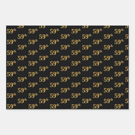 Elegant Zwart, Rood, Blauw, Faux Gold 59e Evenemen Inpakpapier Vel (Voorkant)