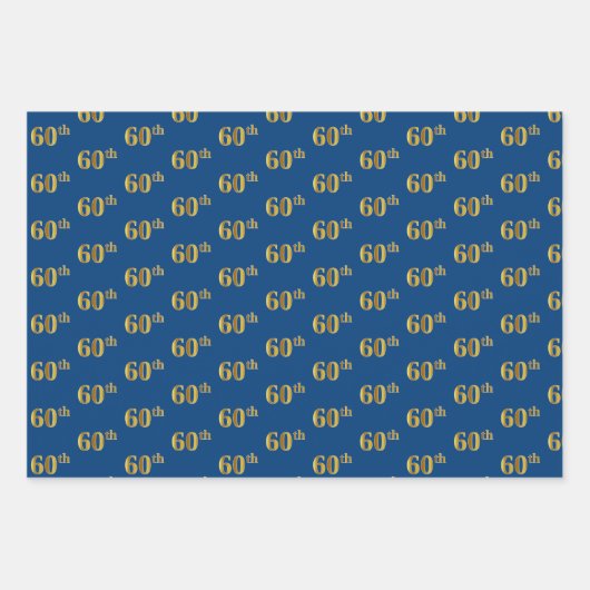 Elegant Zwart, Rood, Blauw, Faux Gold 60ste Event  Inpakpapier Vel (Voorkant 3)