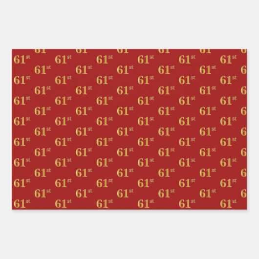 Elegant Zwart, Rood, Blauw, Faux Gold 61e Event # Inpakpapier Vel (Voorkant 2)