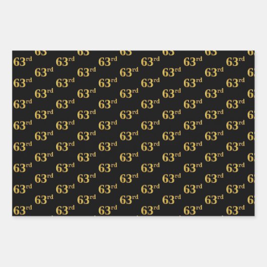 Elegant Zwart, Rood, Blauw, Faux Gold 63ste Event Inpakpapier Vel (Voorkant)