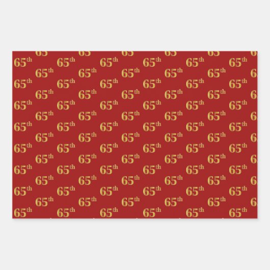 Elegant Zwart, Rood, Blauw, Faux Gold 65e Event # Inpakpapier Vel (Voorkant 2)