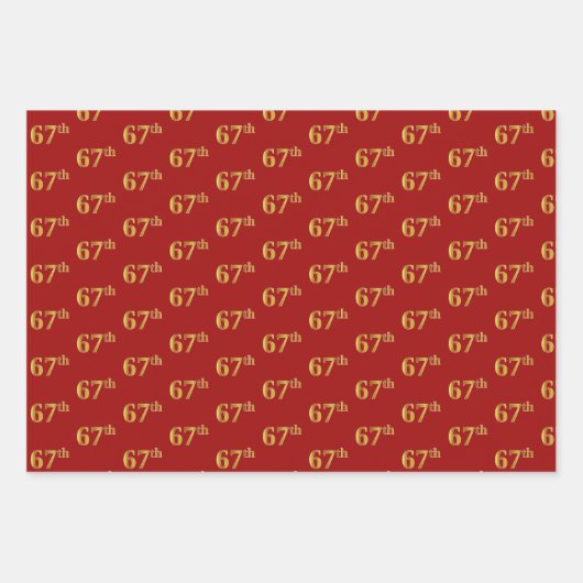 Elegant Zwart, Rood, Blauw, Faux Gold 67e Event # Inpakpapier Vel (Voorkant 2)