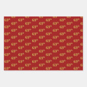 Elegant Zwart, Rood, Blauw, Faux Gold 69e Evenemen Inpakpapier Vel (Voorkant 2)