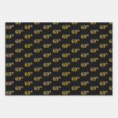 Elegant Zwart, Rood, Blauw, Faux Gold 69e Evenemen Inpakpapier Vel (Voorkant)