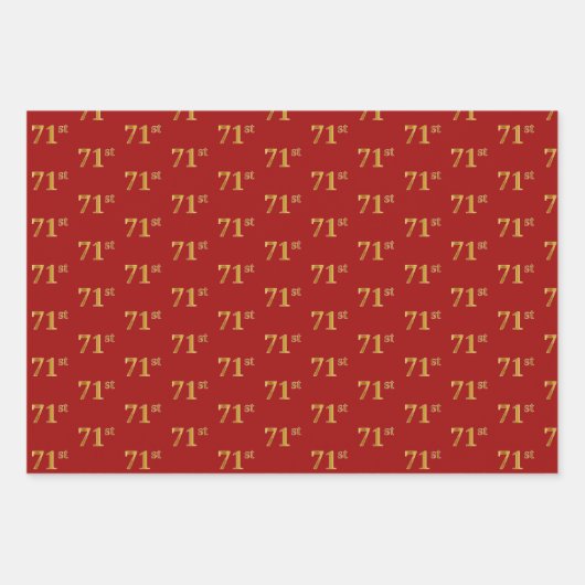 Elegant Zwart, Rood, Blauw, Faux Gold 71e Event # Inpakpapier Vel (Voorkant 2)