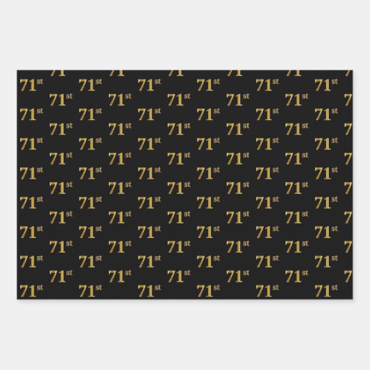 Elegant Zwart, Rood, Blauw, Faux Gold 71e Event # Inpakpapier Vel (Voorkant)