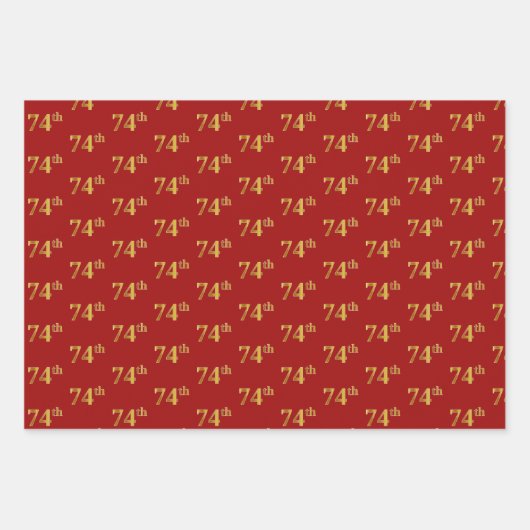 Elegant Zwart, Rood, Blauw, Faux Gold 74e Event # Inpakpapier Vel (Voorkant 2)