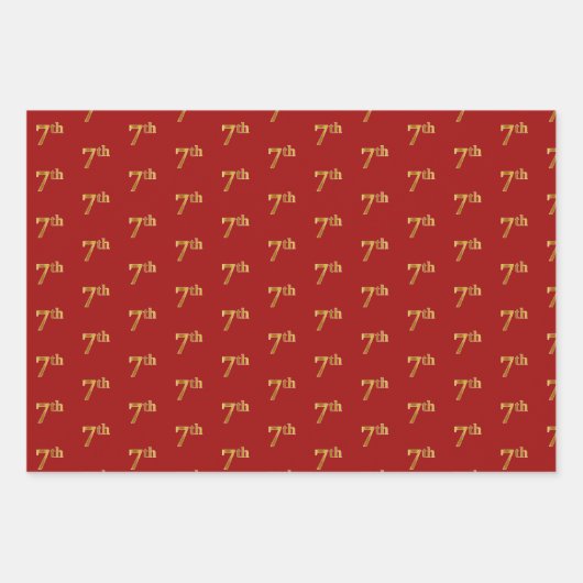 Elegant Zwart, Rood, Blauw, Faux Gold 7e Event # Inpakpapier Vel (Voorkant 2)