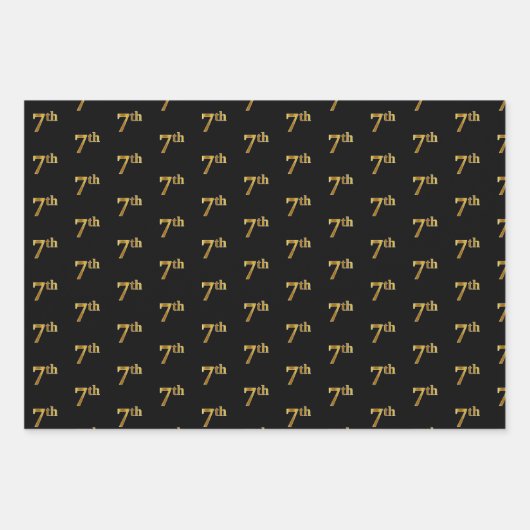 Elegant Zwart, Rood, Blauw, Faux Gold 7e Event # Inpakpapier Vel (Voorkant)