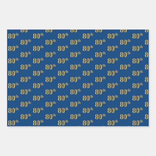 Elegant Zwart, Rood, Blauw, Faux Gold 80ste Event  Inpakpapier Vel (Voorkant 3)