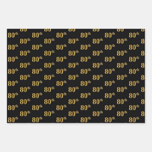 Elegant Zwart, Rood, Blauw, Faux Gold 80ste Event  Inpakpapier Vel (Voorkant)