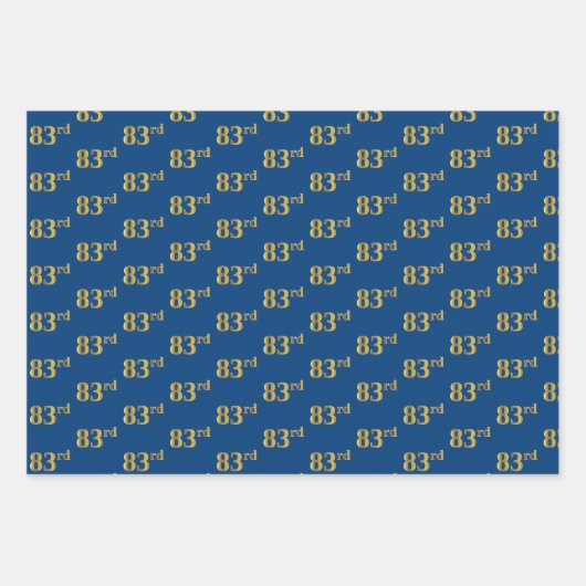 Elegant Zwart, Rood, Blauw, Faux Gold 83e Event # Inpakpapier Vel (Voorkant 3)