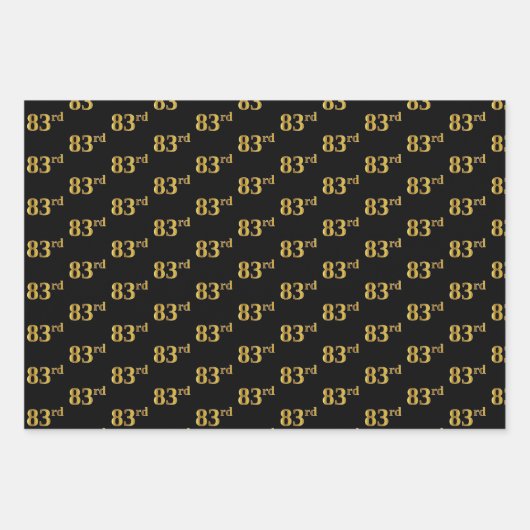 Elegant Zwart, Rood, Blauw, Faux Gold 83e Event # Inpakpapier Vel (Voorkant)