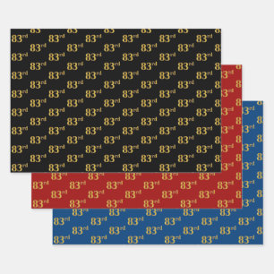 Elegant Zwart, Rood, Blauw, Faux Gold 83e Event # Inpakpapier Vel