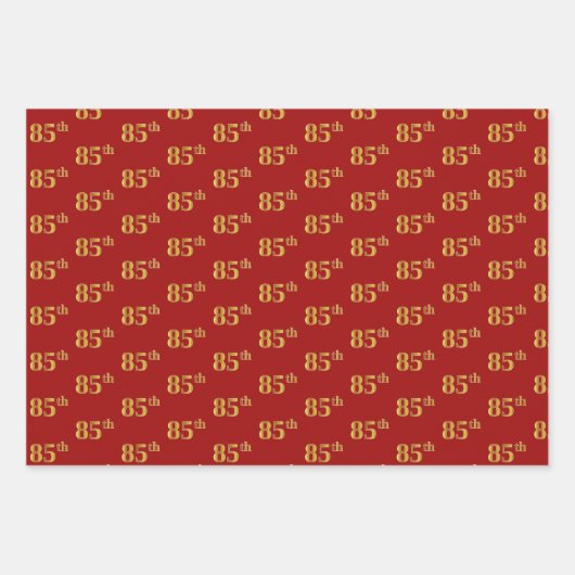 Elegant Zwart, Rood, Blauw, Faux Gold 85e Event # Inpakpapier Vel (Voorkant 2)