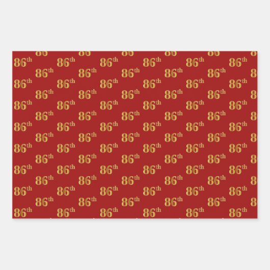 Elegant Zwart, Rood, Blauw, Faux Gold 86e Event # Inpakpapier Vel (Voorkant 2)