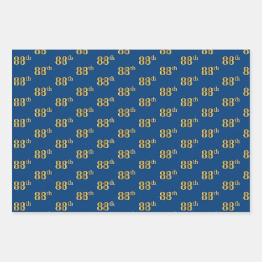 Elegant Zwart, Rood, Blauw, Faux Gold 88e Event # Inpakpapier Vel (Voorkant 3)