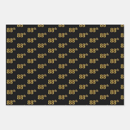Elegant Zwart, Rood, Blauw, Faux Gold 88e Event # Inpakpapier Vel (Voorkant)