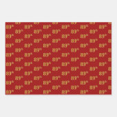 Elegant Zwart, Rood, Blauw, Faux Gold 89e Evenemen Inpakpapier Vel (Voorkant 2)