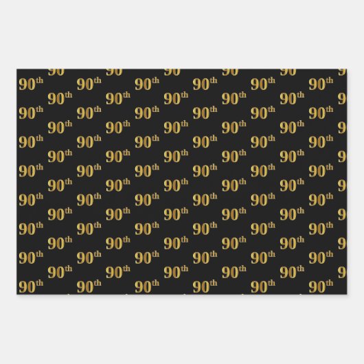 Elegant Zwart, Rood, Blauw, Faux Gold 90ste Event  Inpakpapier Vel (Voorkant)
