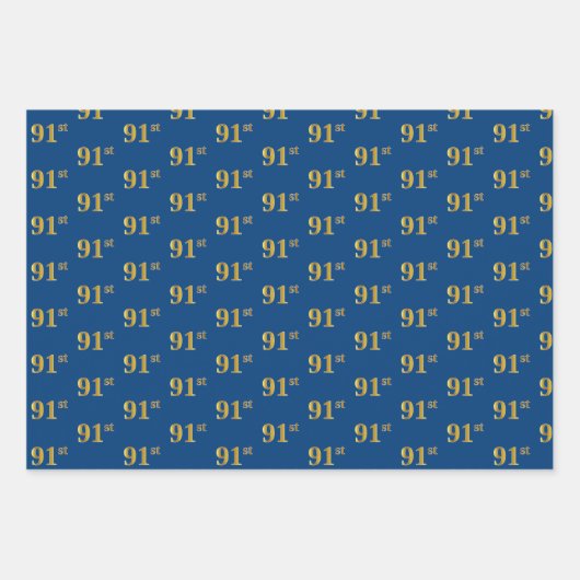 Elegant Zwart, Rood, Blauw, Faux Gold 91e Event # Inpakpapier Vel (Voorkant 3)