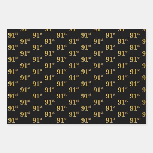 Elegant Zwart, Rood, Blauw, Faux Gold 91e Event # Inpakpapier Vel (Voorkant)