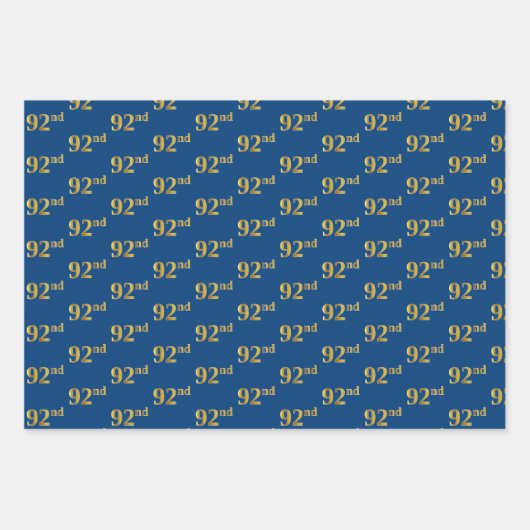 Elegant Zwart, Rood, Blauw, Faux Gold 92e Event # Inpakpapier Vel (Voorkant 3)