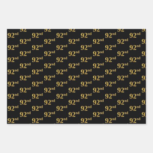 Elegant Zwart, Rood, Blauw, Faux Gold 92e Event # Inpakpapier Vel (Voorkant)