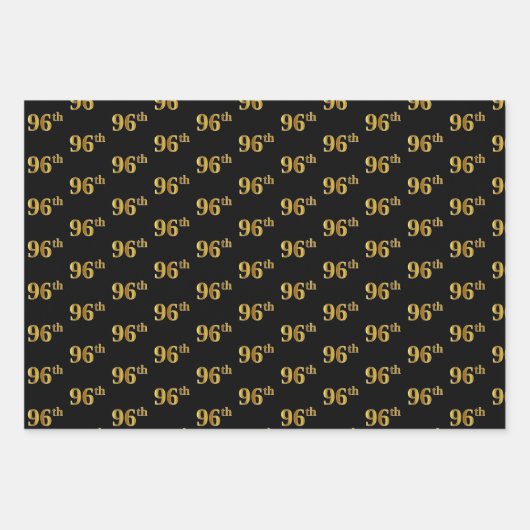 Elegant Zwart, Rood, Blauw, Faux Gold 96e Event # Inpakpapier Vel (Voorkant)