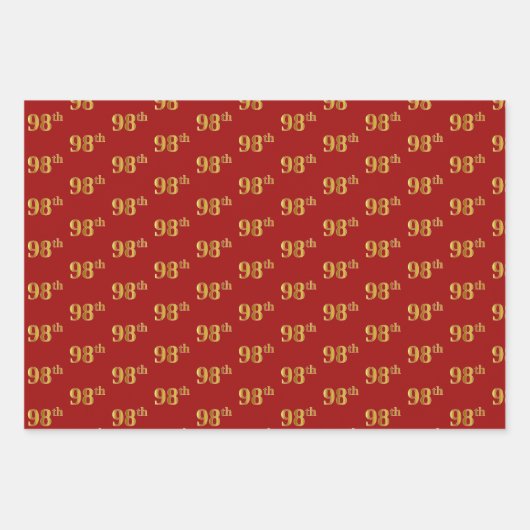 Elegant Zwart, Rood, Blauw, Faux Gold 98ste Event Inpakpapier Vel (Voorkant 2)