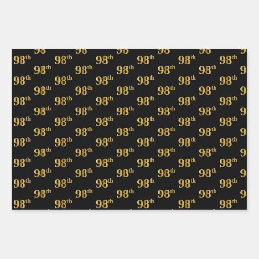 Elegant Zwart, Rood, Blauw, Faux Gold 98ste Event  Inpakpapier Vel (Voorkant)