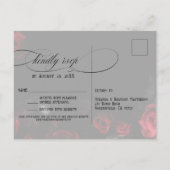 Elegant Zwart Rood Bloemen Bruiloft RSVP Briefkaar Aankondigingskaart (Achterkant)